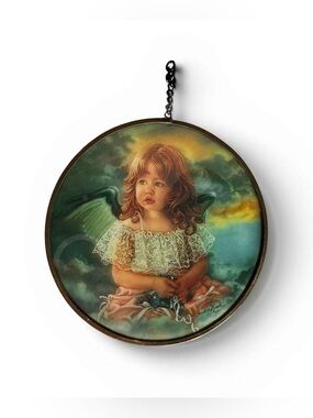 Vintage Sandra Kuch Angel/Child Brass and Glass Sun-catcher